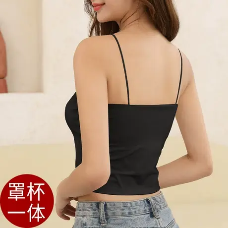吊带背心女带胸垫一体式文胸bra夏薄款内搭美背内衣打底外穿抹胸商品大图