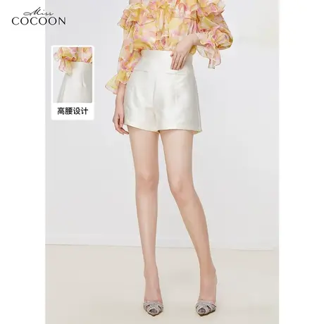 missCOCOON时尚亮面短裤女2023新款夏季高腰显高百搭小个子休闲裤商品大图