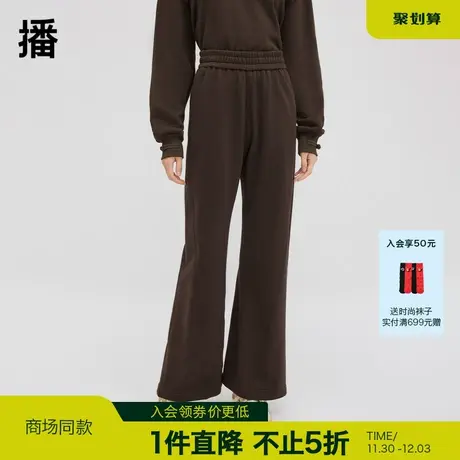 播阔腿运动裤女商场同款秋冬复古宽松小个子休闲长裤BDQ4KD1359图片