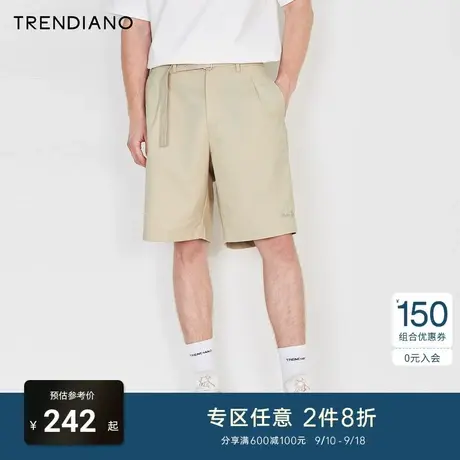 TRENDIANO宽松五分裤2023夏季新款时尚休闲短裤黑色男款裤子潮牌商品大图