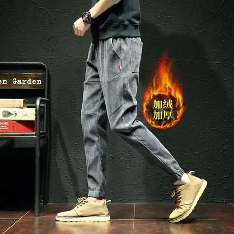 灯芯绒休闲裤男秋冬款2023新款潮加绒加厚运动卫裤男士冬季长裤子商品大图