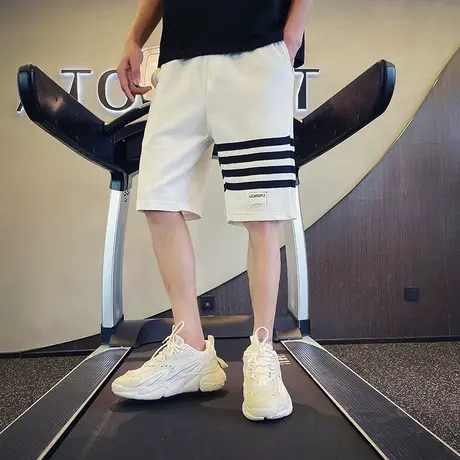 夏季短裤五分裤沙滩裤大裤衩宽松条纹休闲居家薄款运动中裤卫裤男商品大图