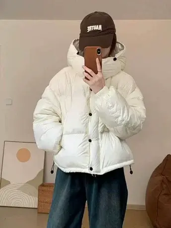 冬季百搭宽松加厚短款羽绒服2023年新款连帽面包服高级感潮流外套图片