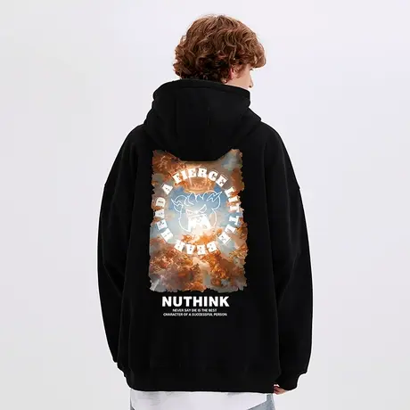 美式复古vintage卫衣男潮中性风高街加肥加大冬季加绒潮牌ins外套商品大图