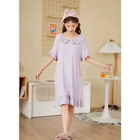 唐狮睡衣女士夏款可爱睡裙春秋季薄款可外穿闺蜜家居服裙子女装图片
