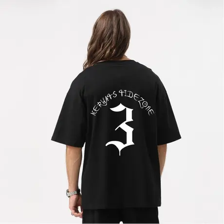 Ohlyah美式潮流哥特字母重磅男女款T恤加肥加大宽松夏季圆领短袖图片