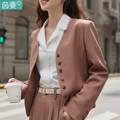 茵曼通勤职业正装小西装外套女春装2024新款气质西服短款小个子图片