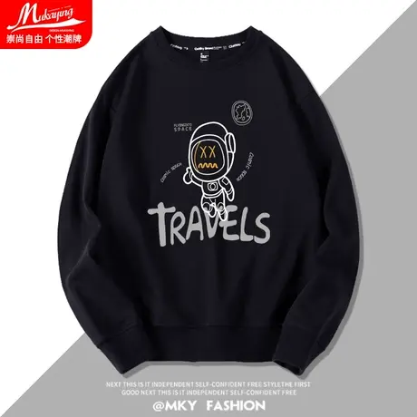 线条宇航员nasa简约无帽男士卫衣男圆领炸街爆款春秋季宽松长袖潮商品大图