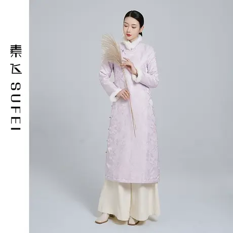 素飞春季旗袍唐装改良袄加厚棉服女民国复古连衣裙棉衣茶服拜年服商品大图