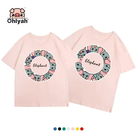 Ohlyah小飞象t恤情侣装2023夏季新款半袖体恤宽松嘻哈男女上衣服图片