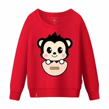 Ohlyah品牌韩国潮牌卡通猴子卫衣男女长袖纯棉印花圆领学生打底衫商品大图