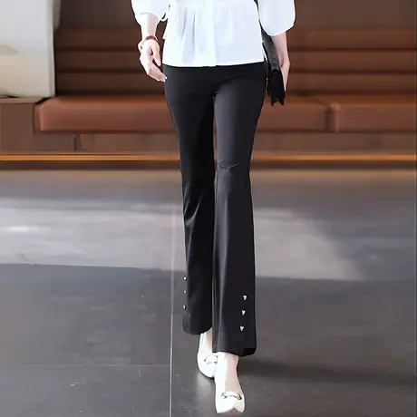 黑色微喇裤女夏季薄款梨形身材显瘦裤子2023年新款高腰气质喇叭裤商品大图