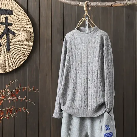 枫谜2022年秋冬新款半高领竖波纹宽松百搭针织保暖套头毛衣图片