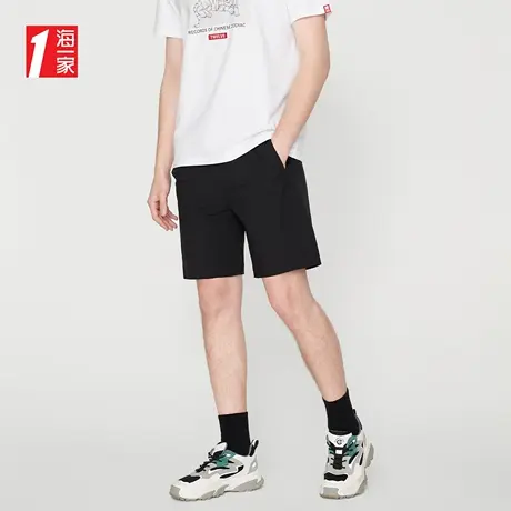 海一家宽松透气五分裤2023夏季新款抽绳松紧腰休闲中裤男商品大图