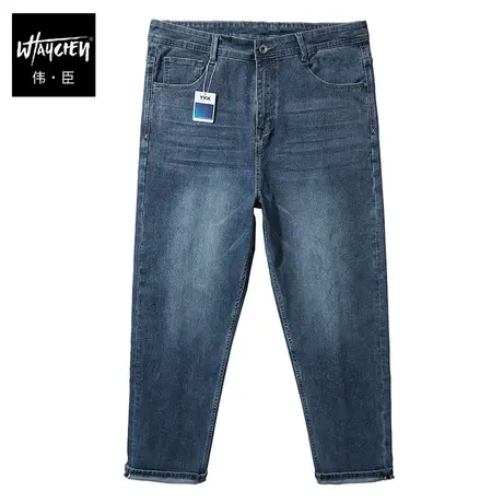 伟臣2023秋冬男式大码中年牛仔裤胖子加肥加大商务休闲百搭长裤男商品大图