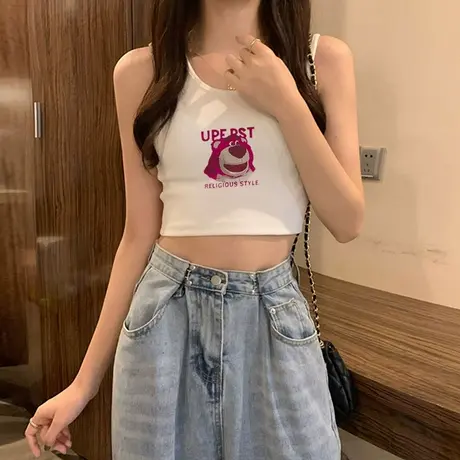 夏季新款短款日系小吊带背心纯欲显瘦辣妹上衣ins无袖打底百搭款商品大图
