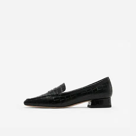 Nine West/玖熙2023年秋季新款单鞋女低跟方头格纹深口粗跟女鞋图片