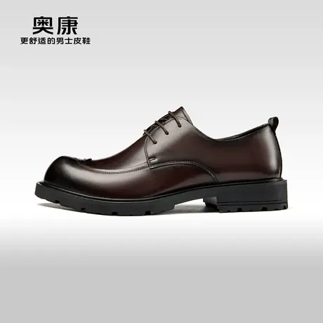奥康男鞋2023秋季新款英伦商务正装皮鞋男系带真皮舒适大头德比鞋商品大图