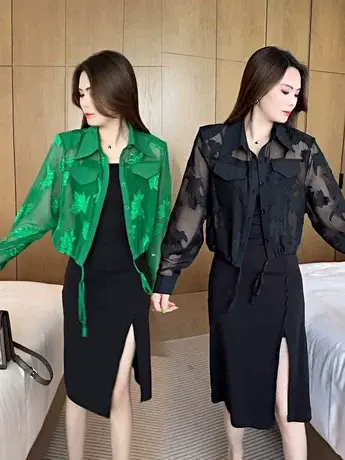 洋气时尚衬衫短款防晒外套女长袖2023夏季新款韩版小个子气质上衣图片