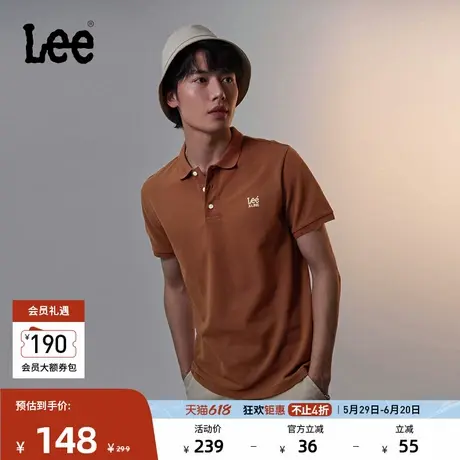 Lee标准版型小logo印花男翻领短袖polo衫休闲潮流LMT008132205商品大图