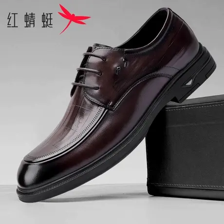 红蜻蜓2025春季新款皮鞋高档商务正装真皮英伦低帮圆头结婚新郎鞋商品大图