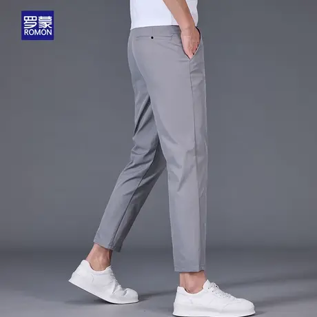 罗蒙男士休闲裤夏季薄款2025新款直筒修身商务冰丝凉感九分裤子男商品大图