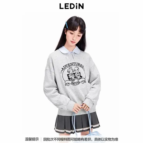 【商场同款】乐町韩系植绒圆领卫衣冬新款线稿长款卫衣C1CRE4201图片