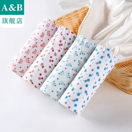 【4条装】ab 纯棉印花高腰女士三角裤宽松大码妈咪裤L610图片