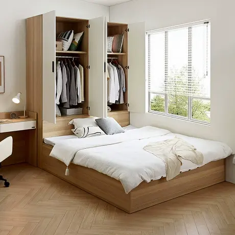 全友家居现代简约榻榻米床衣柜一体儿童地台床次卧小户型男女孩床商品大图