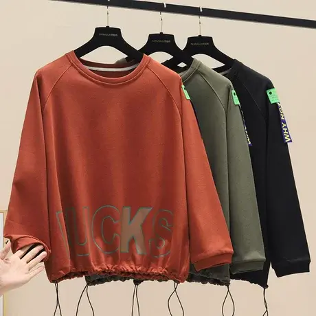 2023春秋新款字母宽松圆领套头卫衣韩版显瘦休闲长袖百搭上衣女潮商品大图