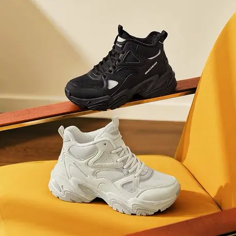 Skechers斯凯奇夏季女厚底高帮鞋机甲风老爹鞋加绒保暖休闲运动鞋商品大图