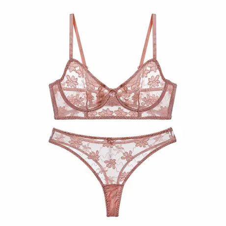 甜蜜陷阱~蕾丝性感性感内衣薄款法式纯欲女文胸套装图片