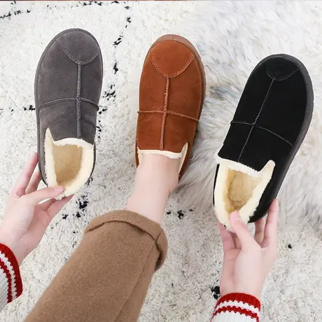 棉鞋女冬外穿学生面包鞋加绒加厚韩版百搭低帮雪地靴女短筒一脚蹬图片