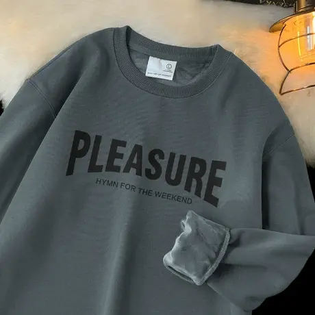 320g重磅套头卫衣男秋冬季加绒加厚圆领长袖t恤套头上衣服无帽衫商品大图