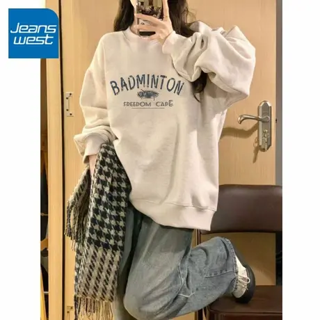 KV真维斯圆领卫衣女2025新款春秋款韩版时尚潮流百搭宽松休闲外套商品大图