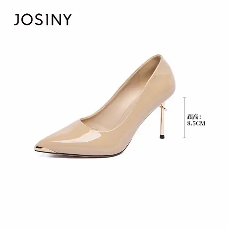 Josiny/卓诗尼秋季25细跟尖头单鞋百搭金属扣工作漆皮高跟鞋时尚商品大图
