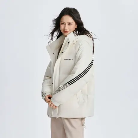 雅鹿连帽羽绒服女2025秋冬保暖加厚鸭绒外套显瘦小个子面包服女士商品大图