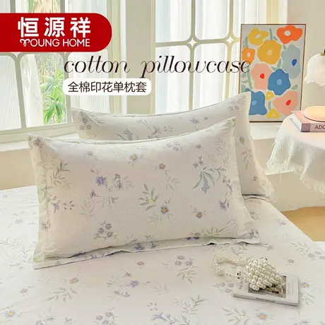 恒源祥全棉印花枕套一对装48x74cm枕头套纯棉加厚冬季枕芯内胆套商品大图