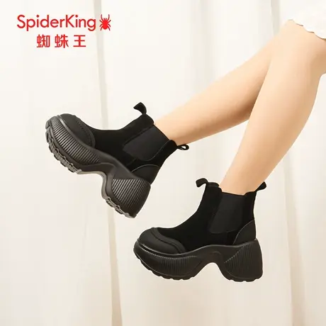 SPIDER KING/蜘蛛王正品女烟筒靴2025冬新款单里厚底短靴小个子潮图片