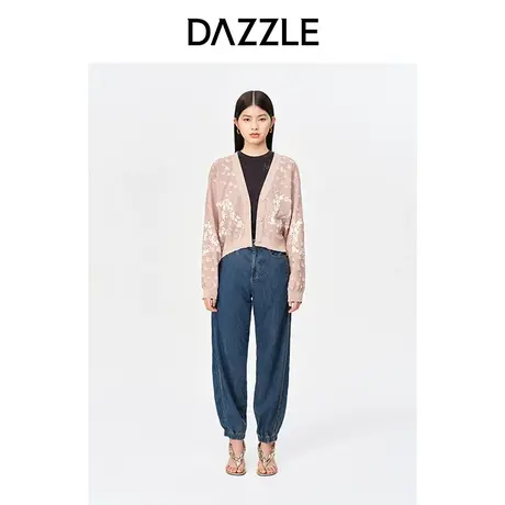 【七七酱专享】DAZZLE地素奥莱春季天丝棉混纺蓝色束脚设计休闲宽商品大图