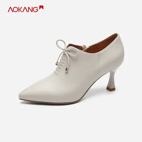 奥康女鞋 秋冬季复古学院风英伦小皮鞋细跟女鞋深口踝靴图片