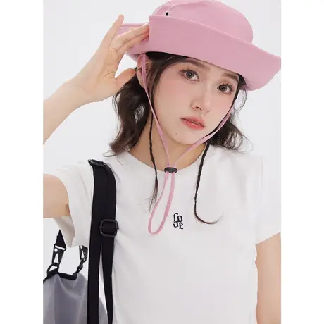 尔给白色正肩短袖t恤女夏季2023新款设计感减龄法式短款上衣洋气商品大图