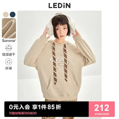 乐町蝴蝶结带帽卫衣2023春季新款设计感中长款上衣女宽松秋装ins图片