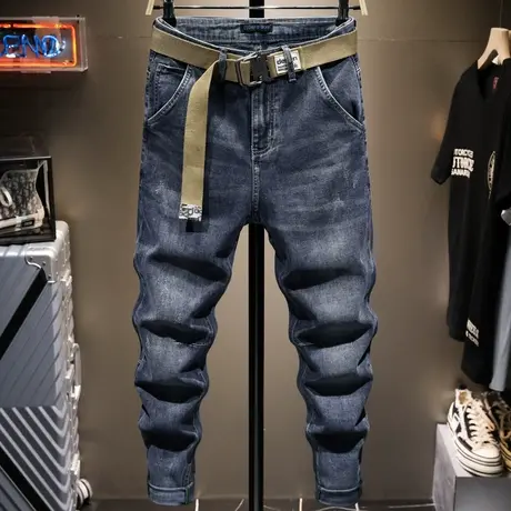 夏季薄款蓝色时尚潮流牛仔裤男直筒宽松百搭休闲长裤子男高端男裤商品大图