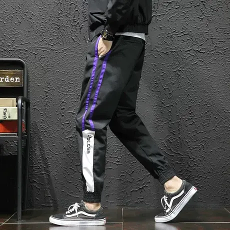 裤子男夏季百搭韩版潮流休闲裤男运动宽松学生收口束脚哈伦九分裤商品大图