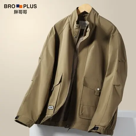 胖哥哥大码男装春季休闲外套男宽松加肥加大胖子立领工装男士夹克商品大图