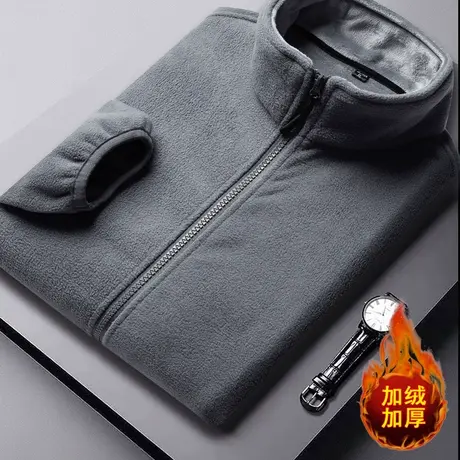 摇粒绒夹克男2025秋冬季潮流开衫立领运动卫衣男士加厚抓绒衣外套商品大图