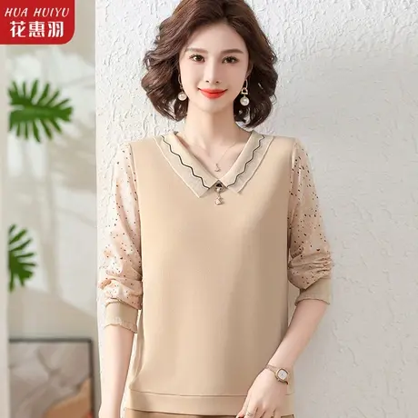 妈妈秋装时尚减龄上衣中年女士洋气薄款针织衫中老年春秋打底小衫商品大图