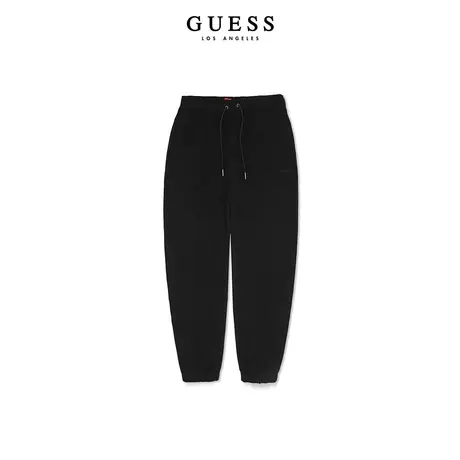 【38上新季】GUESS 男士纯色宽松加绒抽绳束脚休闲裤商品大图