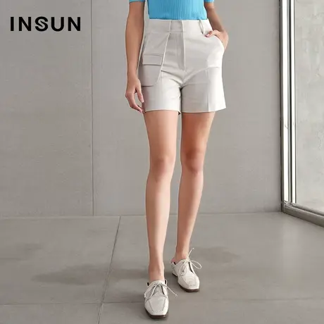 恩裳夏季西装裤短裤显瘦高腰A字阔腿工裤商品大图